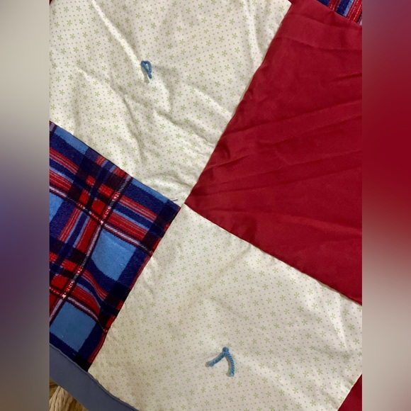 New Handmade Baby Quilt or Lap Blanket - Red & Blue Plaid Teddy Bears/Toys/Bunny - Picture 4 of 5